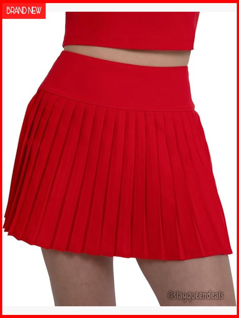 Active Pleated Tennis Skirt With Built-In Shorts, High Waist, 4-Way Stretch